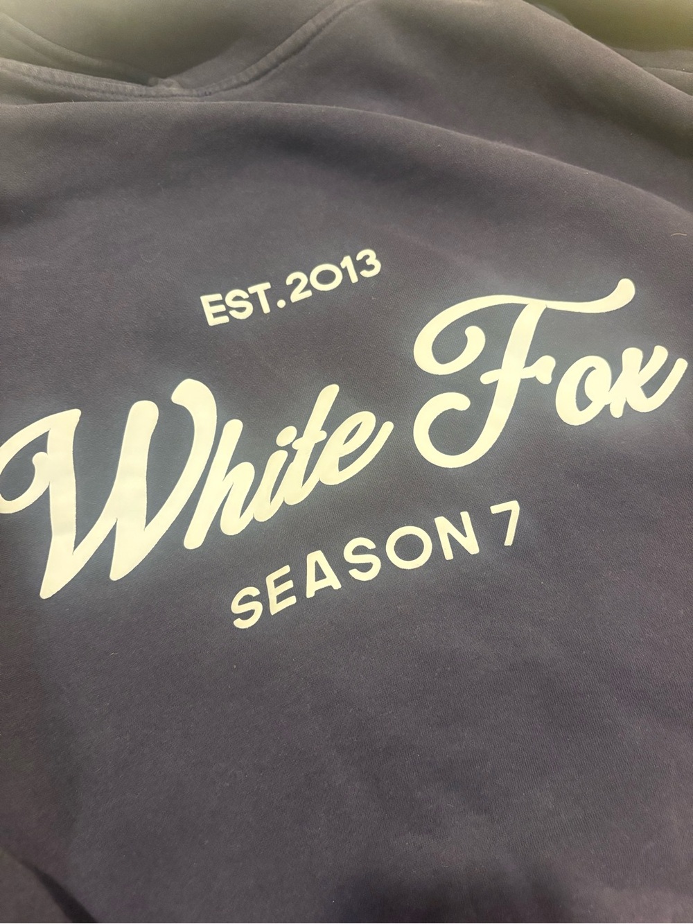 White Fox Boutique Navy Blue Hoodie with Script Logo - Picture 4 of 5